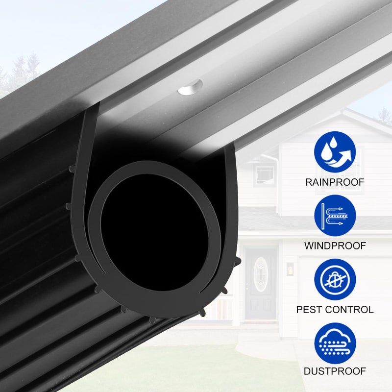 DGSL Garage Door Seals Bottom Rubber Weather Stripping Kit Seal Strip Replacement, Universal Weatherproof Threshold Buffering Sealing Rubber 5/16 inch T Ends (10 Ft, Black) - Image 5